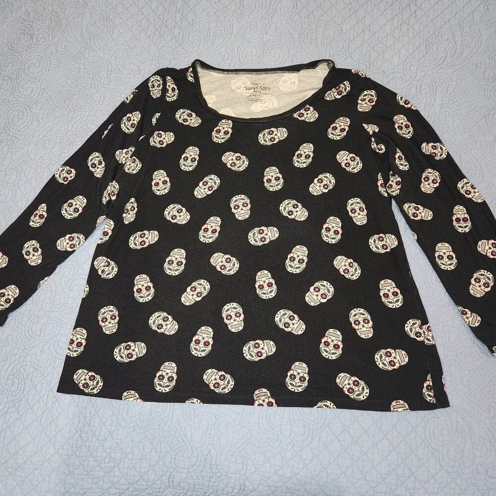 Torrid Skull Print Jersey Knit Tee Shirt Top Black Size 2 / 2X